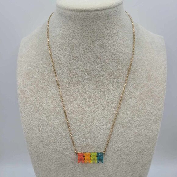 Betsey Johnson delicate Gold Tone Gummy Bear Necklace - Picture 8 of 8